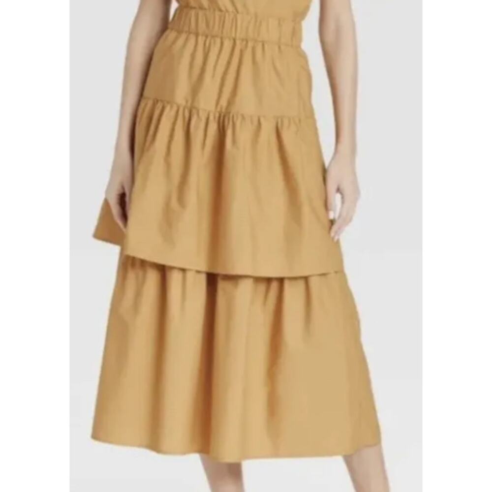 Who What Wear Tiered Marigold Skirt-2X-Pockets